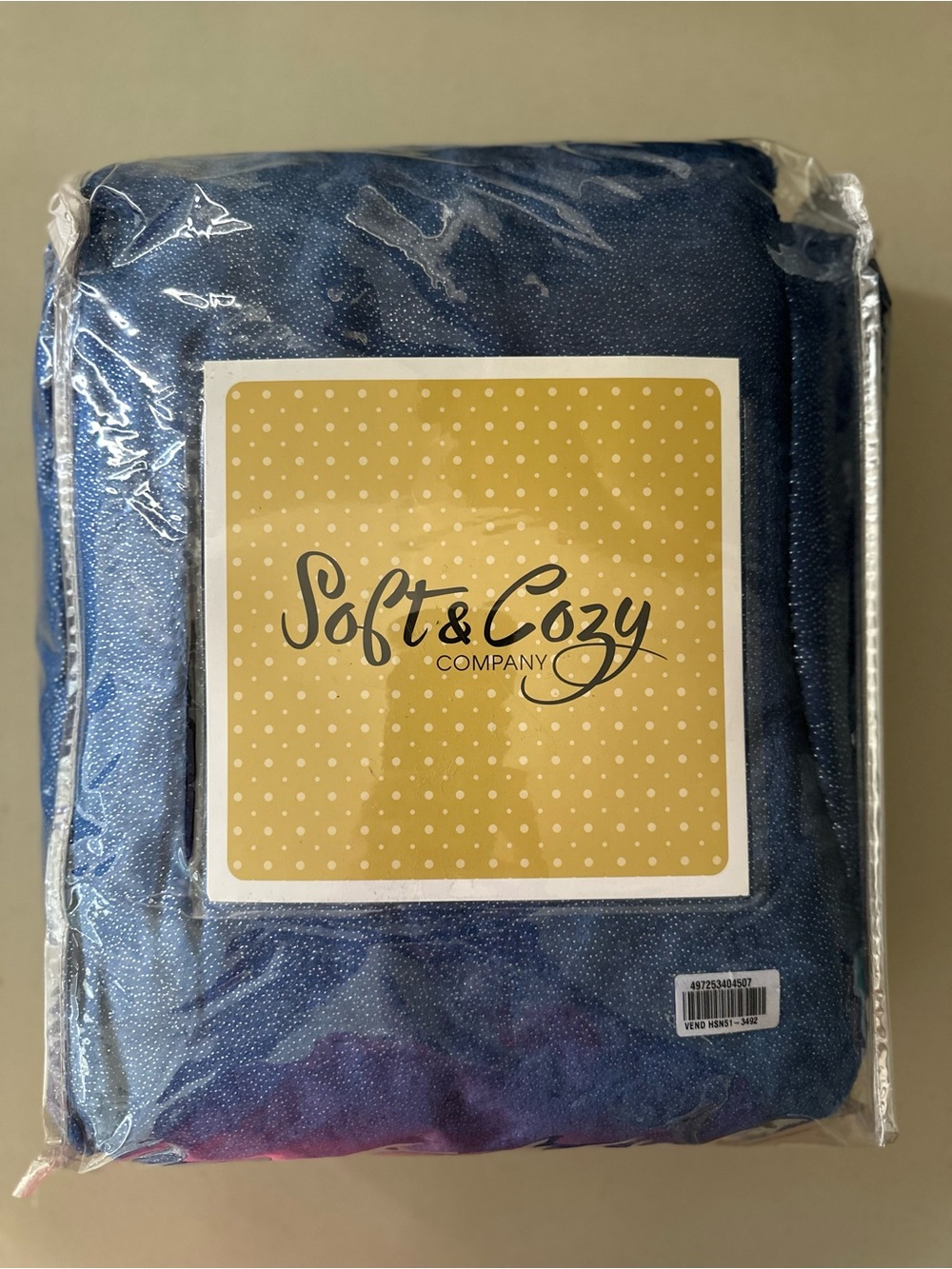 NEW Soft & Cozy (HSN) Plush Full Queen Size Blanket BLUE GLITTER